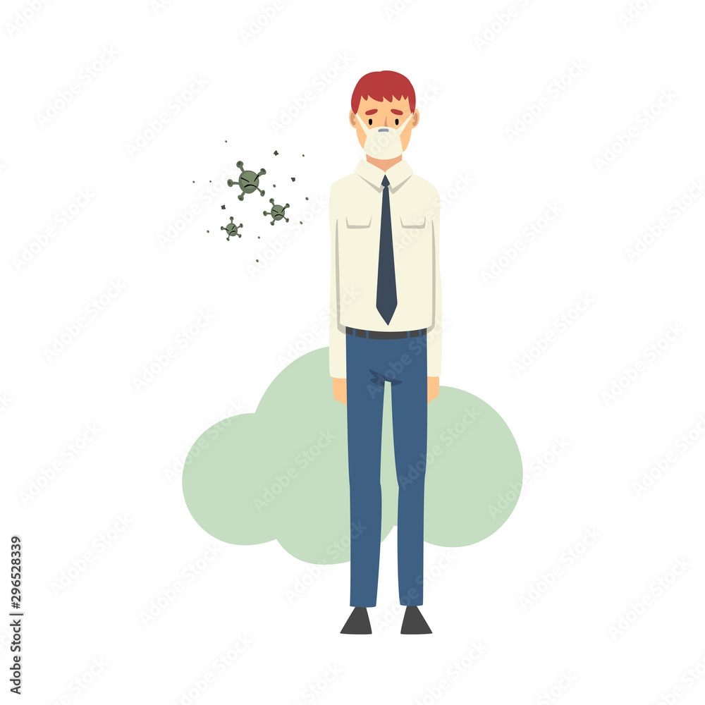 Man in medical mask cartoon vector illustration Man in medical mask cartoon vector illustration