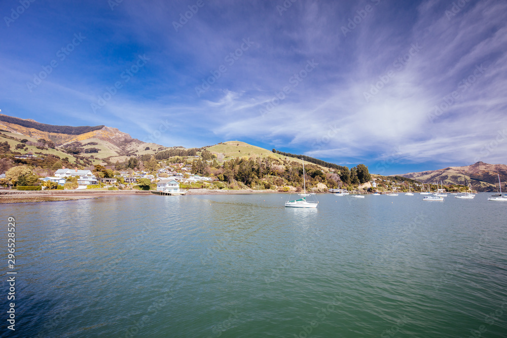 Akaroa Waterfront in New Zealand in Spring
