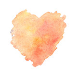 Watercolor illustration of a beige peach heart blurred by water. postcard to the day of St. Valentine.