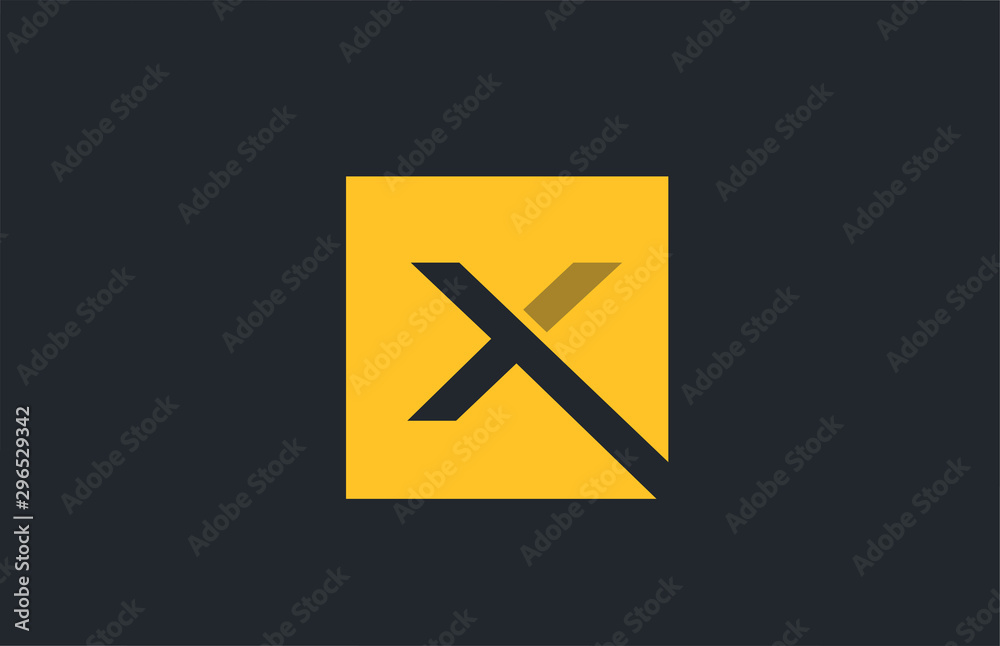yellow square simple letter X blue logo alphabet for company logo icon ...