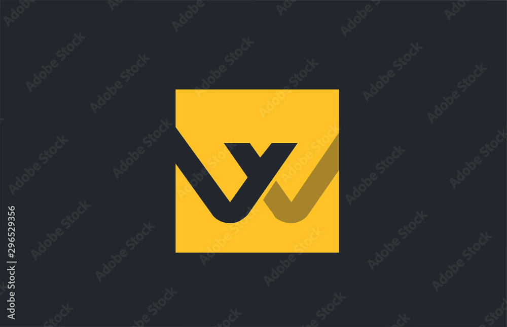 yellow square simple letter W blue logo alphabet for company logo icon design