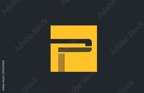 yellow square simple letter P blue logo alphabet for company logo icon design