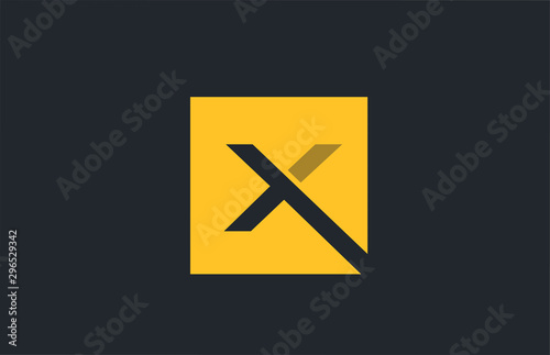 yellow square simple letter X blue logo alphabet for company logo icon design