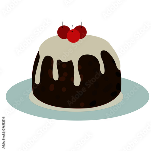 Chocolate Cake with Icing - Cartoon Vector Image