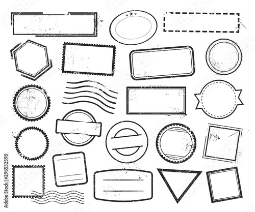 Empty postal stamps linear vector icons set