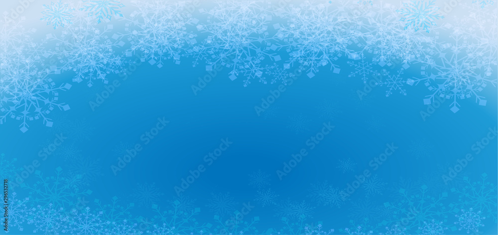 Christmas snowflakes on blue background . Christms design, decor, background. Falling snow on blue background.Vector illustration.