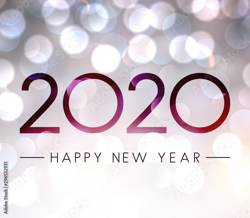 Blurred shiny Happy New Year 2020 background.