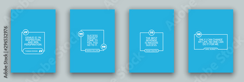 Quote speech bubble blank templates set. Text in brackets on flat paper, citation frames, quote bubbles. Textbox isolated on color background. Modern typography flat design cloud. Vector illustration.