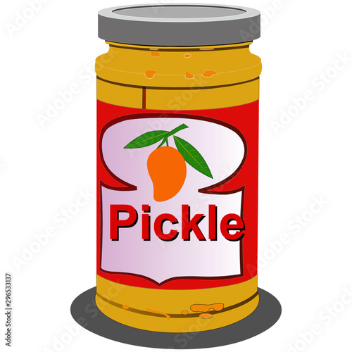 Mango Pickle Jar - Yellow - Cartoon Vector Image