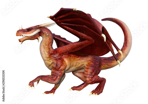 3D Rendering Fairy Tale Dragon on White