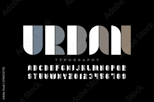 Modular style font, alphabet letters and numbers