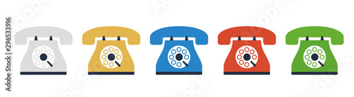 set of colorful vintage phone icon vector