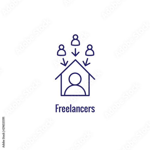 In-Company and Outsource Icon with freelancing or hiring imagery