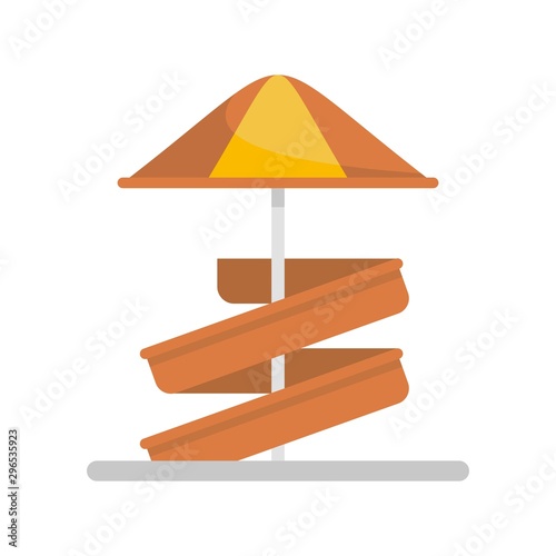 Aquapark kid umbrella slide icon. Flat illustration of aquapark kid umbrella slide vector icon for web design
