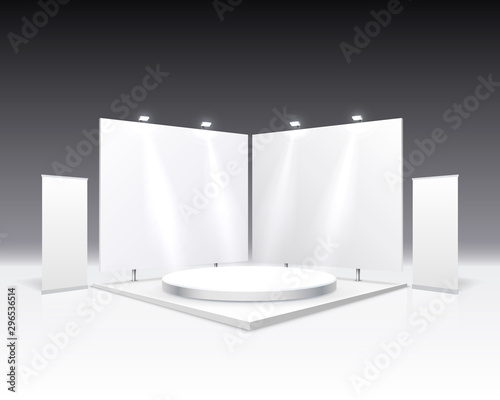 Scene show Podium for presentations on the gray background.