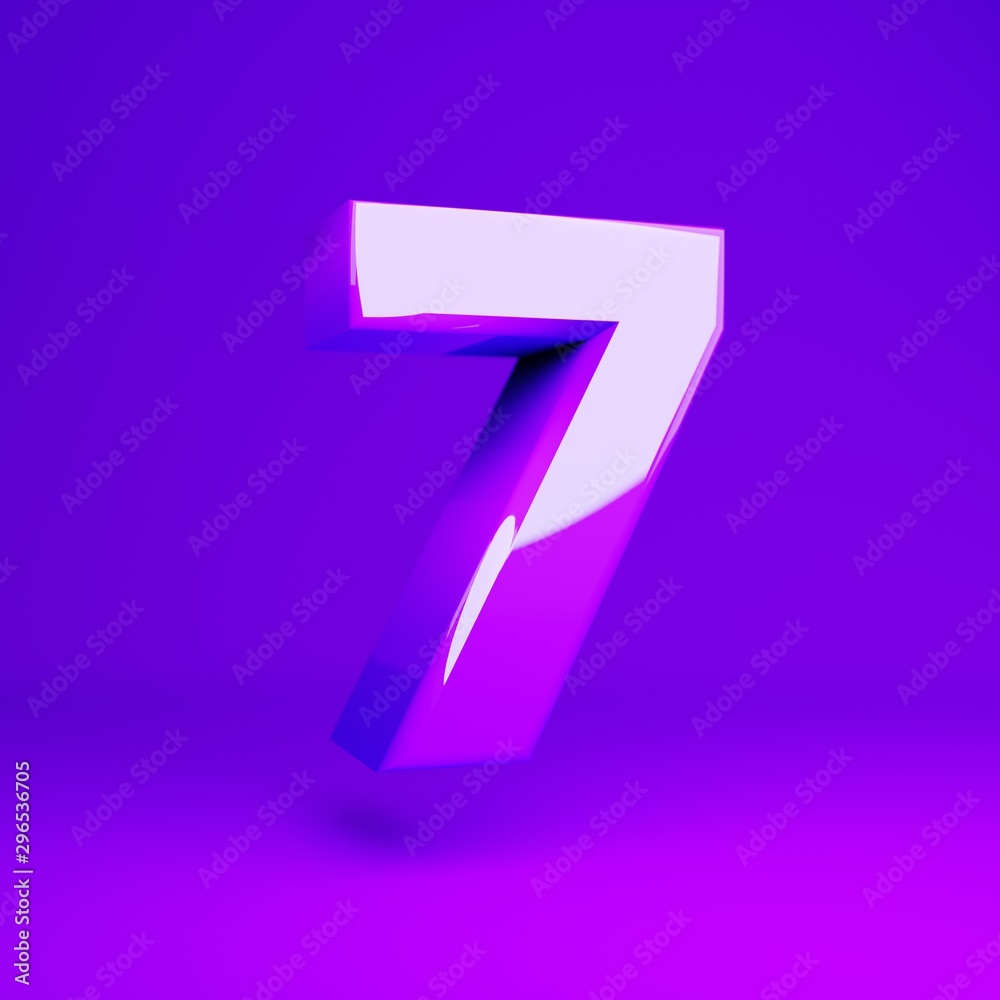 Glossy violet number 7 violet matte background