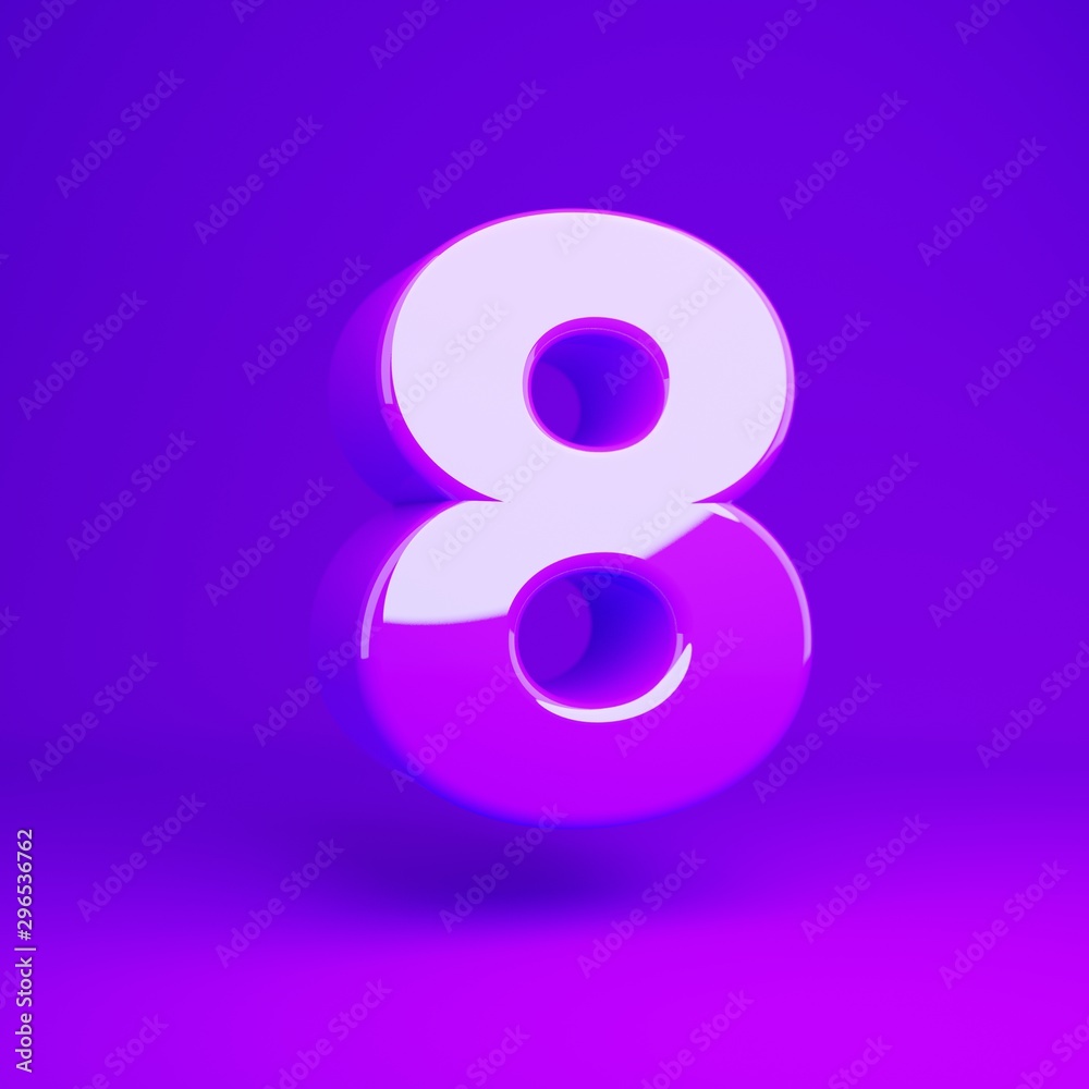 Glossy violet number 8 violet matte background Glossy violet number 8 violet matte background
