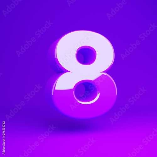 Glossy violet number 8 violet matte background
