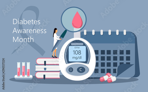 Diabetes Awareness Month on November in USA. American national health care event.