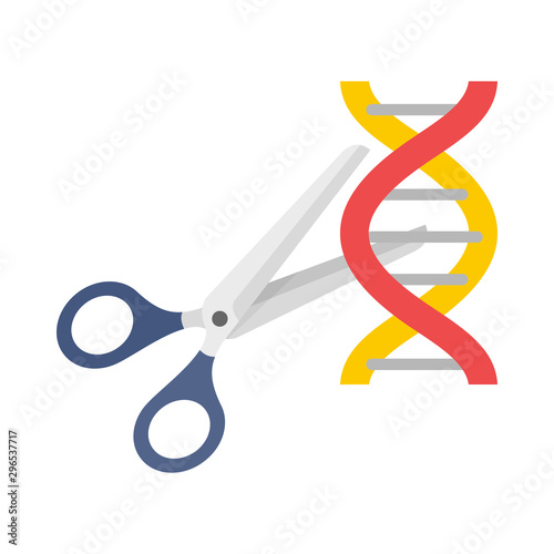 Cutted dna molecule icon. Flat illustration of cutted dna molecule vector icon for web design