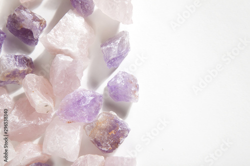 amethyst and pink quartz gems