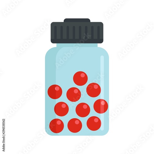 Pill ball jar icon. Flat illustration of pill ball jar vector icon for web design
