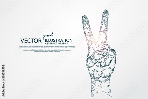 Victory hand shape, concept graphics, vector illustration.
