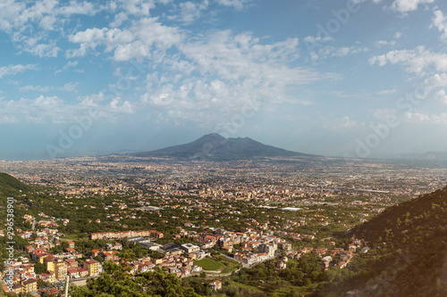 panoramic view over Angri Scafati and Pompei to the Vesuvio Volcano in Italy