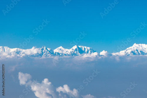 Himalaya range seen from the window seat of a plane