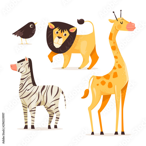 Cartoon animal collection on white background.Vector