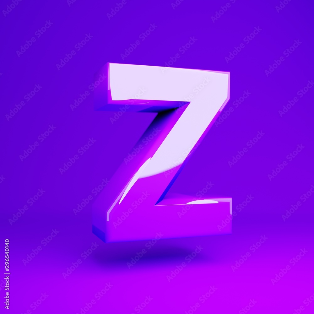 Glossy violet letter Z uppercase violet matte background Glossy violet letter Z uppercase violet matte background