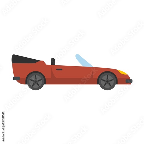Traveling cabriolet icon. Flat illustration of traveling cabriolet vector icon for web design