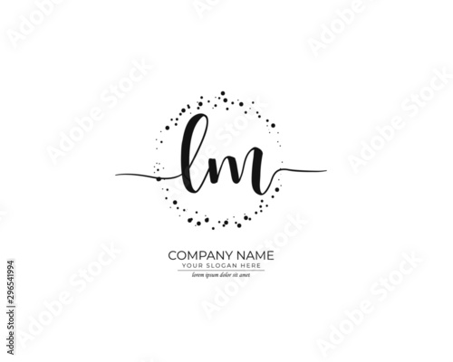 L M LM Initial handwriting logo design. Beautyful design handwritten logo for fashion, team, wedding, luxury logo.