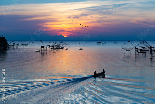 beautiful view point sunrise at pakpra phatthalung thailand photo