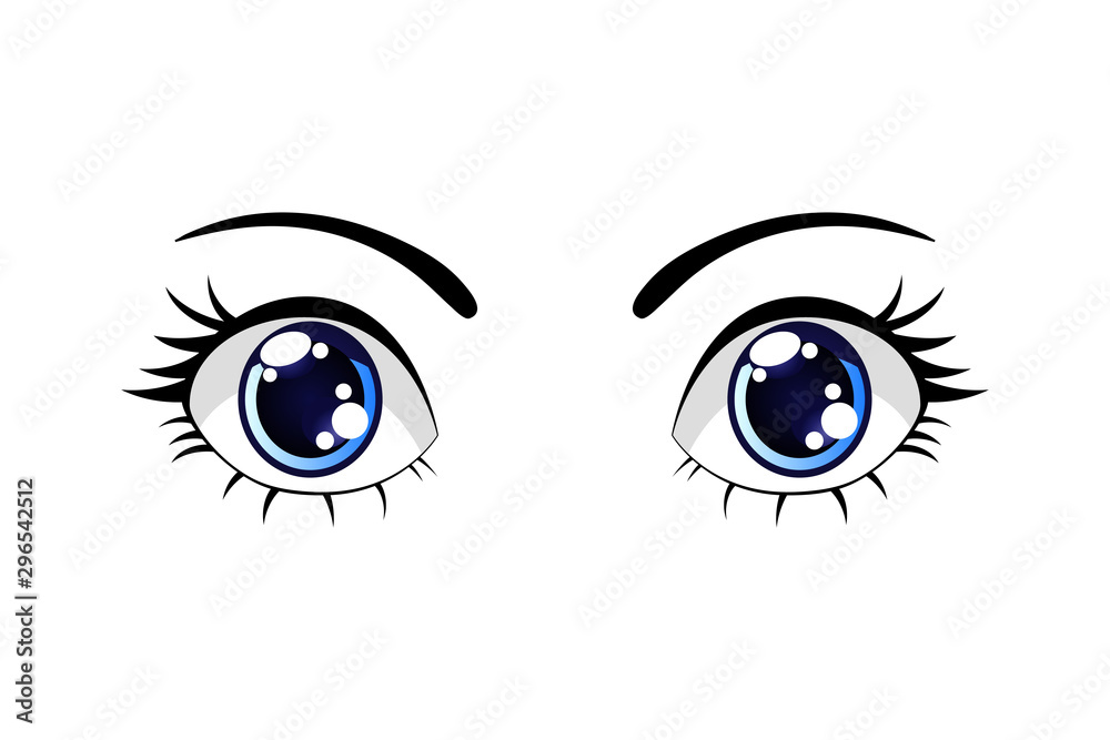 Colorful Cartoon Funny Blue  Eyes. Vector Isolated illustration on white background