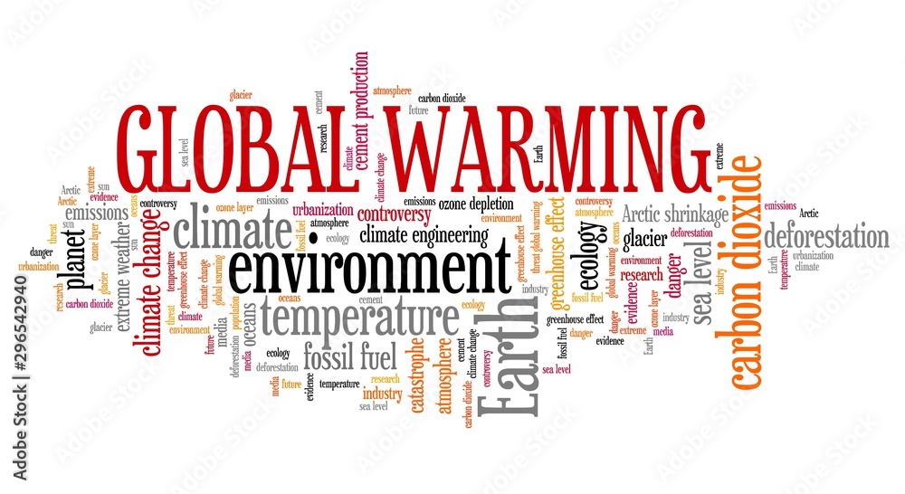 Obraz premium Global warming text cloud
