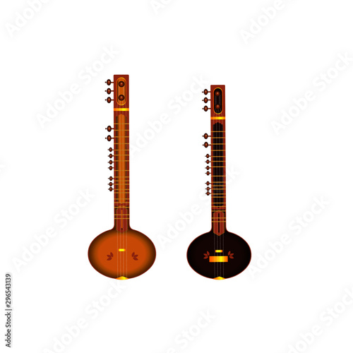 Musical Instrument - Sitar - Cartoon Vector Image