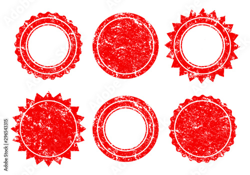 Vector Stamp without text. Set of Stamps. Red Stamps. Grunge Rubber Texture Stamp. Distressed Stamp Texture. Post Stamp Collection. Vector Stamps. Circle Stamps.