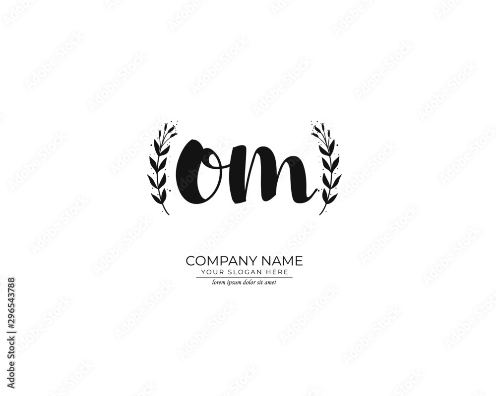 O M OM Initial handwriting logo design. Beautyful design handwritten logo for fashion, team, wedding, luxury logo.