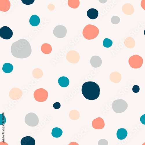 Tapety Kropki  polka-dot-circles-hand-drawn-vector-seamless-pattern-circular-geometrical-simple-texture-multicolored-shapes-on-light-background-minimalist-abstract-wallpaper-background-textile-design