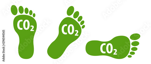 CO2 ecological footprint symbols green eco icons