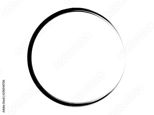Grunge circle made of black paint.Grunge circle made with art brush.Oval shape made for marking.