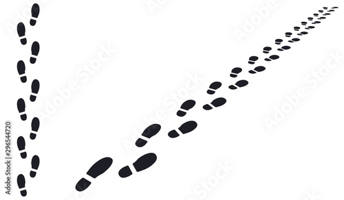 Human shoe sole footprint point of view footpath silhouettes