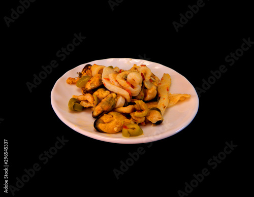 seafood salad isolated on black  the background