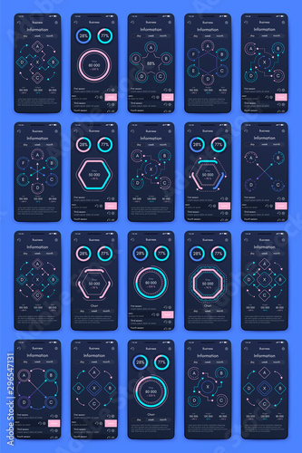 Different UI, UX, GUI screens and flat web icons for mobile apps