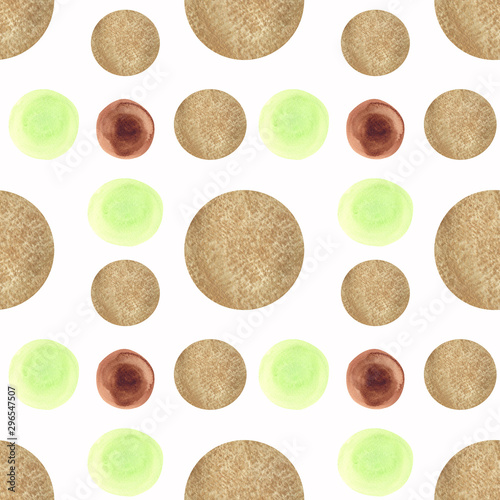 Seamless pattern with abstract colorful circle.Hand  drawn watercolor illustration on a white background.