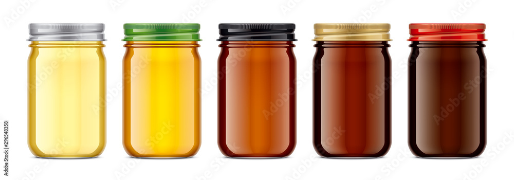 Set of Glass Jar with Honey. Set of Glass Jar with Honey.