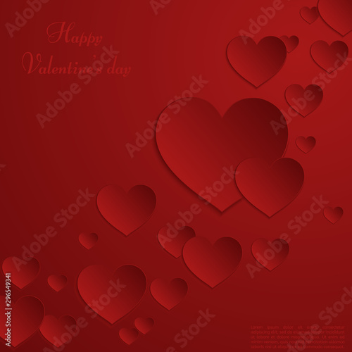 Valentine s Day background card. Paper cut hearts. Card with paper art hearts