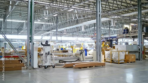 Interior of production hall. Production industry equipment at manufacture photo