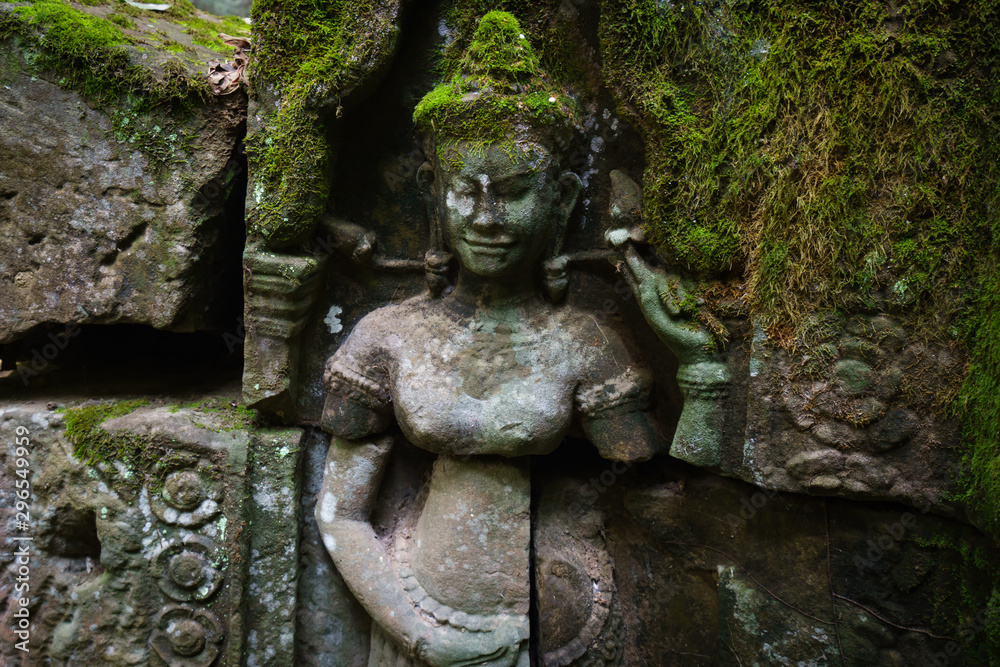 sculpted stone in jungle